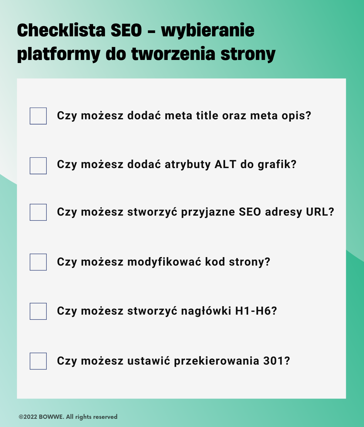 Checklista SEO podczas wyboru platformy do tworzenia strony